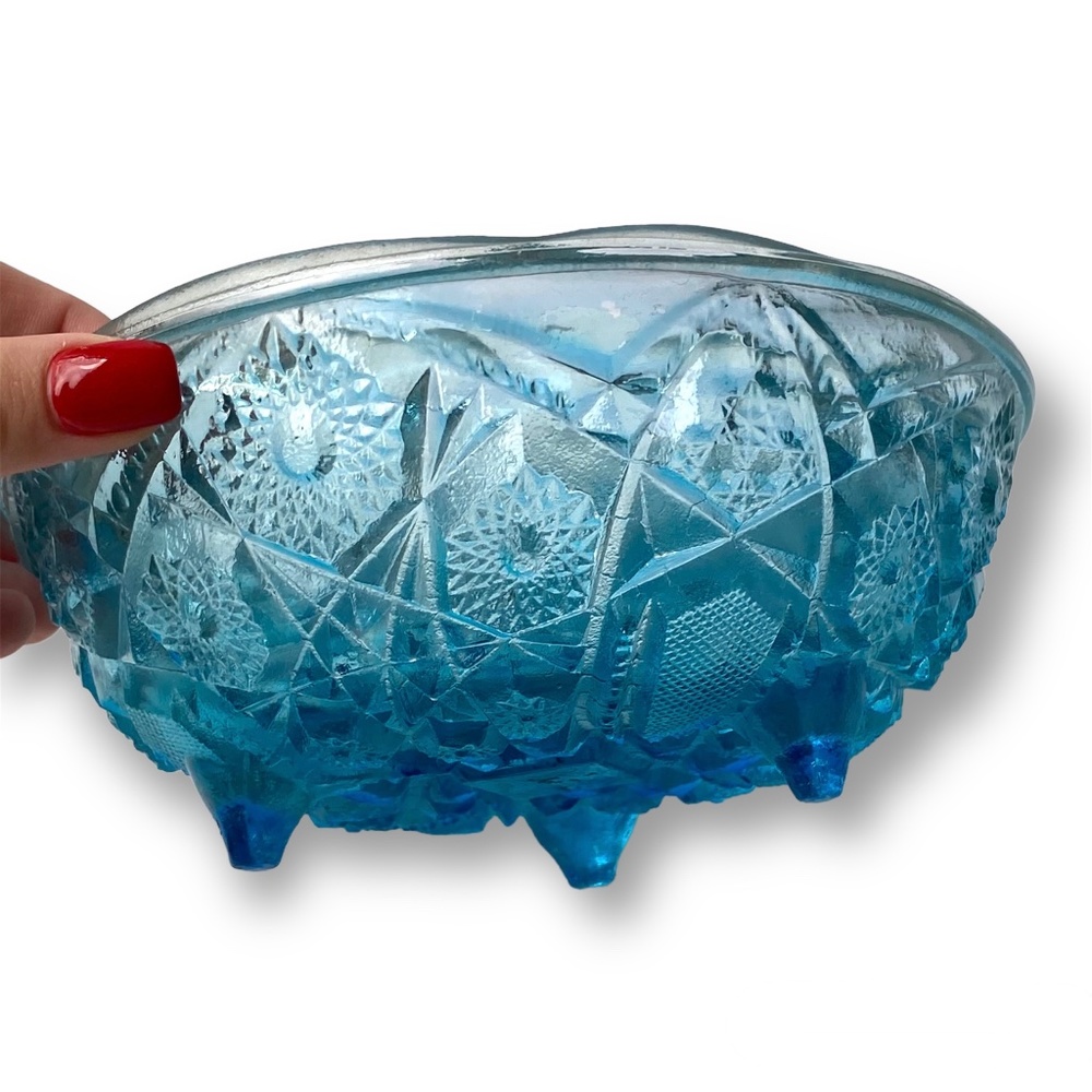 Vintage Ombre Blue Flashed Glass Bowl
